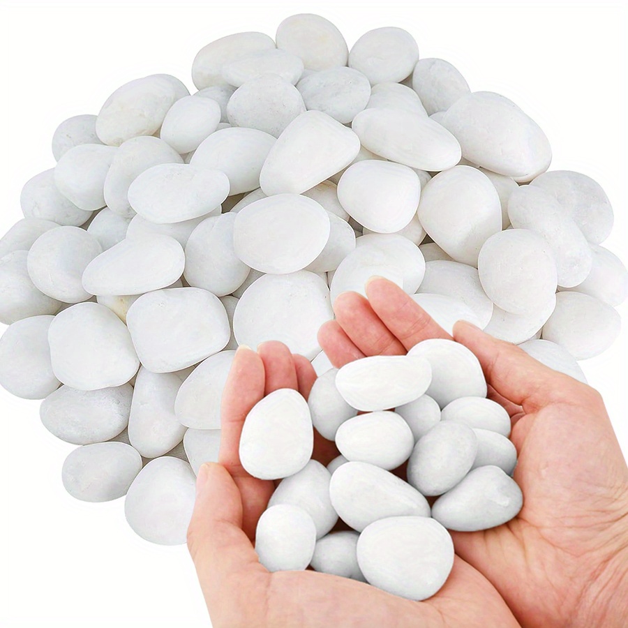 Aquarium Plant Display - 200/400g Bianco Alto Lucido Ciottoli Naturali